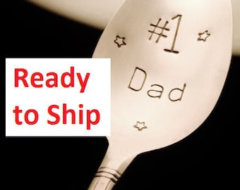 Daddy Gift From Kids, Number One Dad Spoon, #1 Dad Fathers Day Spoon: Hand Stamped, Coffee Tea Ice Cream Spoon, Ready To Ship Gift