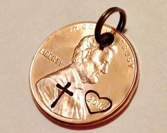 Memorial Gift: Custom Year, Sympathy, Bereavement, In Loving Memory, Loss of Loved One, Cross Heart, Grief, Stamped 1959 - 2025 Penny Heaven