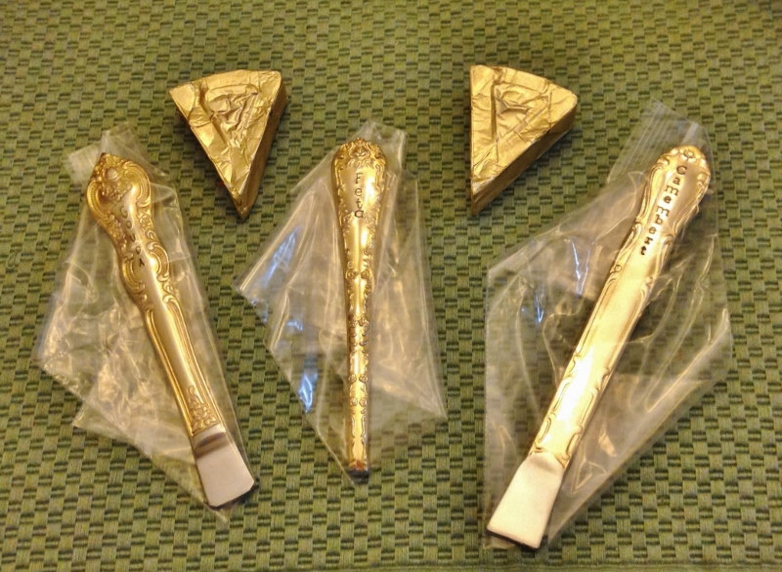 CHEESE Markers Labels Forks Tags Picks Stamped Vintage GOLD Etsy