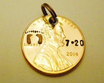 Baby Birth Date Keychain or Charm: Personalized Date Penny, Gift for New Mom Dad Parents New Grandparents; Stamped Baby Feet Footprints 2025