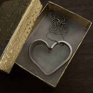 Spoon Heart Necklace, Floating Heart Pendant, Vintage Silverware Spoon Jewelry, Valentines Anniversary, Wife Her Girlfriend, 1937, Gift Box image 9