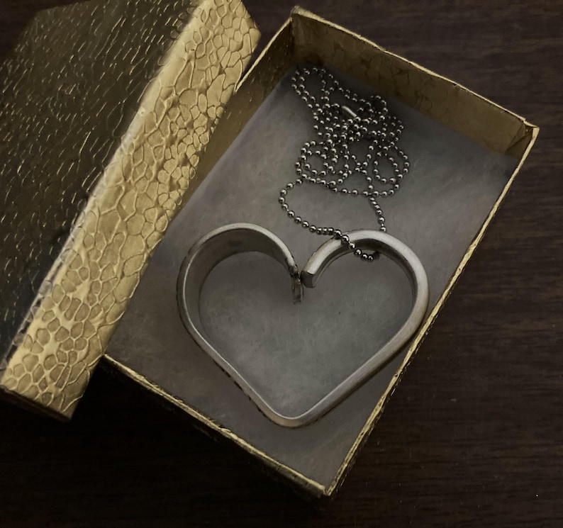 Spoon Heart Necklace, Floating Heart Pendant, Vintage Silverware Spoon Jewelry, Valentines Anniversary, Wife Her Girlfriend, 1937, Gift Box image 9