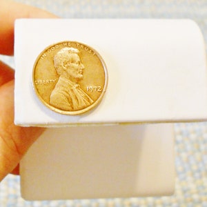 PENNY Tie Tack: Mens Gift for Dad Him Grandpa, Custom Lapel Pin, Vintage 1959-79, Customizable, Coin Jewelry, Tie Holder 1970s 1960s 1950s
