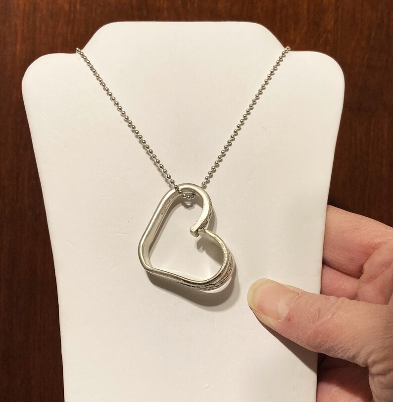 Vintage Heart Pendant Necklace, Antique Silverplate Silverware Spoon Jewelry, Handmade Valentines Gifts, Girlfriend Wife, Gift Boxed, 1939 image 9