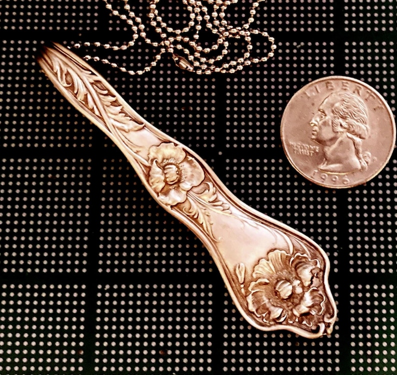 Poppy Necklace, Silver August Birth Month Flower, Spoon Jewelry, Upcycled Vintage Flatware, Repurposed Silverware Pendant, Gift Box, 1914 image 1