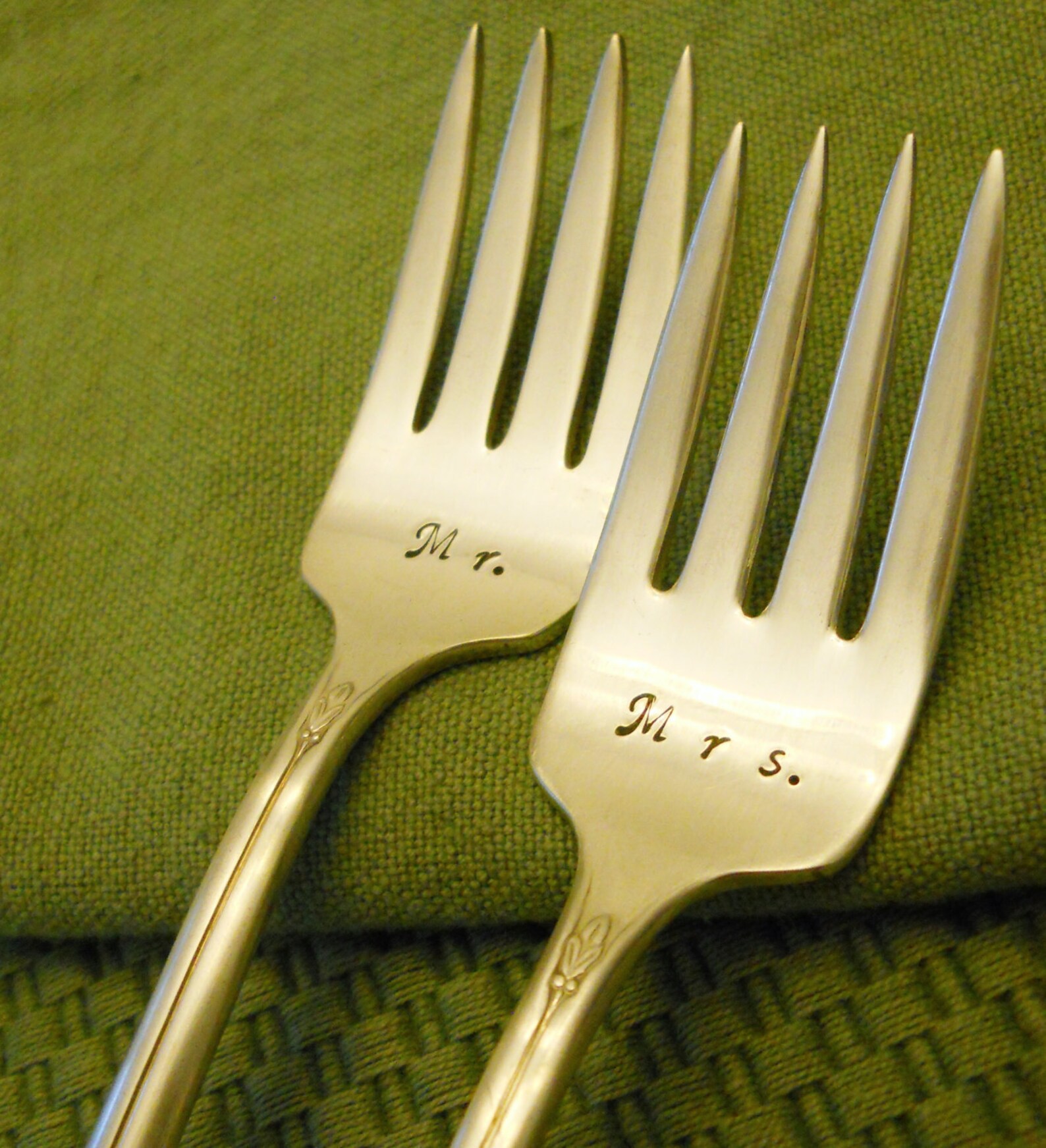 Wedding Cake Forks Hand Stamped Wedding Forks Personalized Etsy