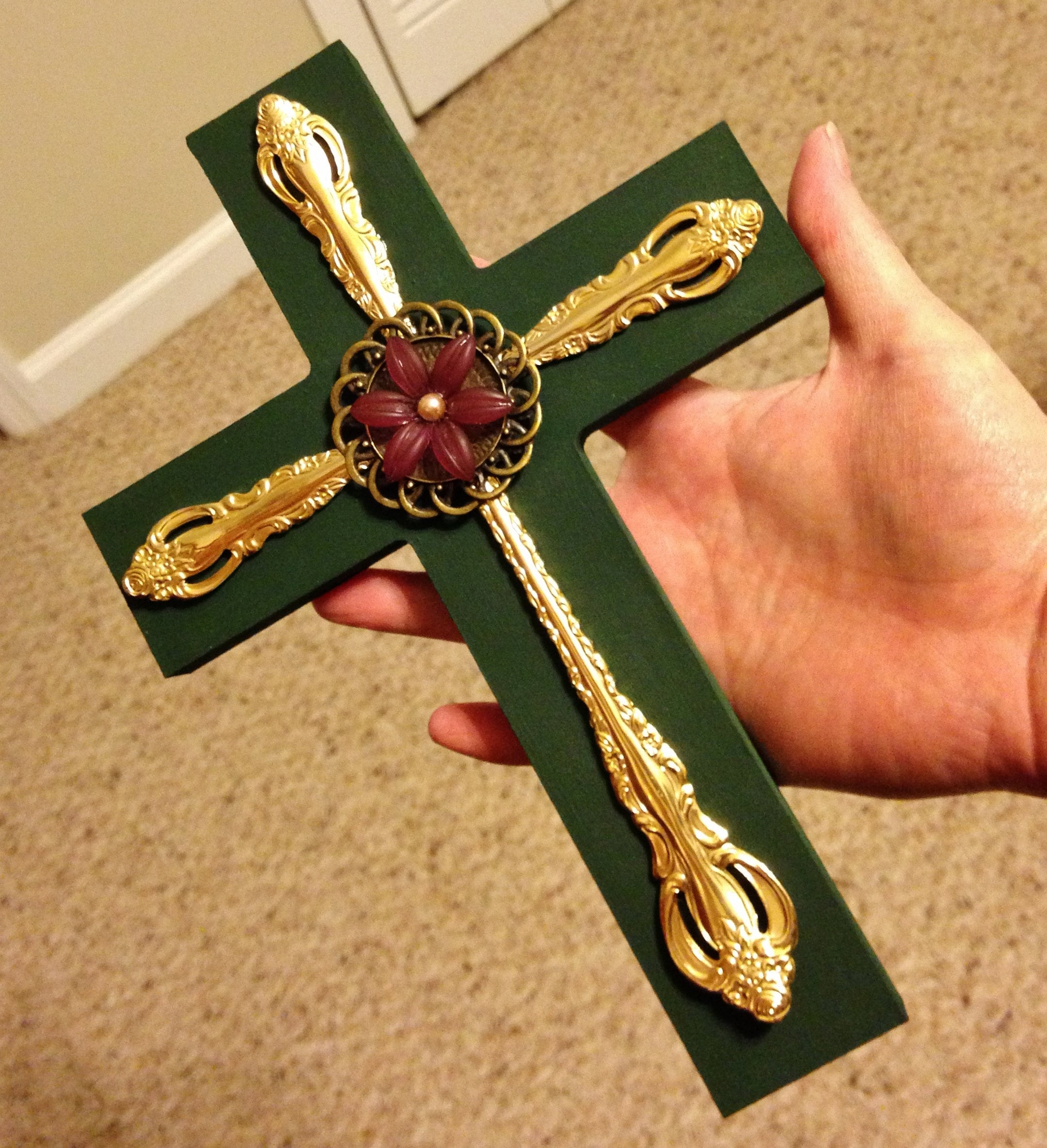 Cross Wall Hanging Silverware Cross Gold Wooden Cross Etsy.de