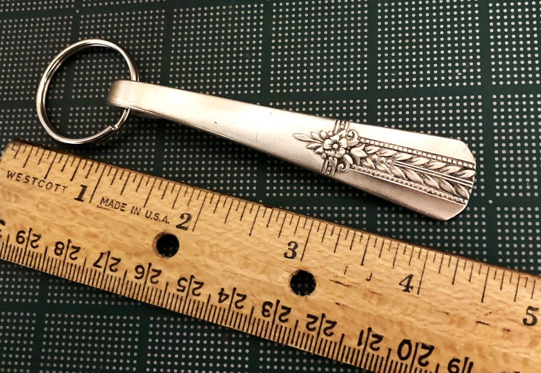 Vintage Silver Spoon Keychain, Antique Silverplated Silverware Key Ring ...