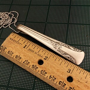 Spoon Pendant Necklace, Vintage Silverplate Silverware Handle Pendant, Upcycled Repurposed, Jewelry for Her, Gift for Mom or Wife, 1940 image 2