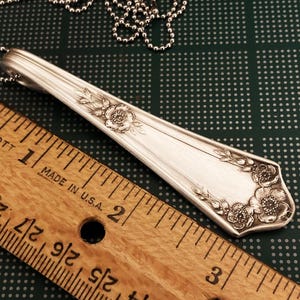 Silver Pendant Necklace, Vintage Upcycled Flatware, Repurposed Silverplated Silverware Spoon Handle Jewelry, 1915 June Pattern, Gift Boxed