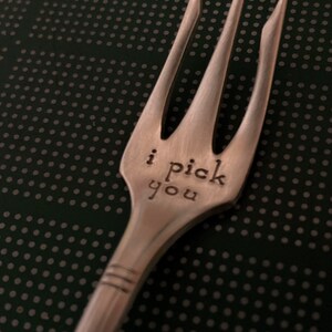 Stamped Cocktail Fork: I PICK YOU Charcuterie Board Fork Pick, Vintage Silver Appetizer Utensil, Cheese Meat Tray, Pickle Fork, Grazing Tray image 7