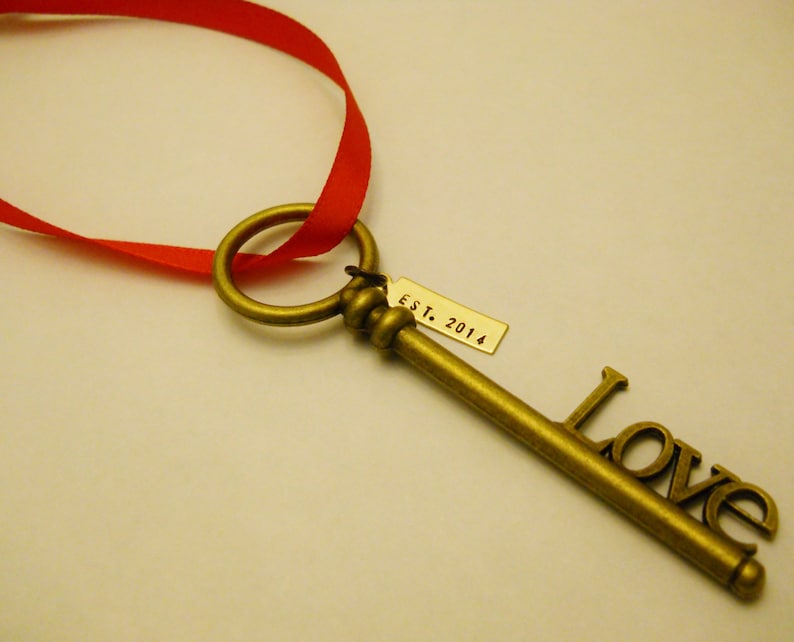LOVE Skeleton Key Ornament: Our 1st First Christmas Ornament image 0