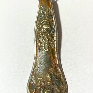 Painted Necklace, Spoon Art, Silverware Spoon Jewelry, Vintage Recycled Upcycled Flatware, RUSTIC Repurposed Silverplated Handle Pendant image 2