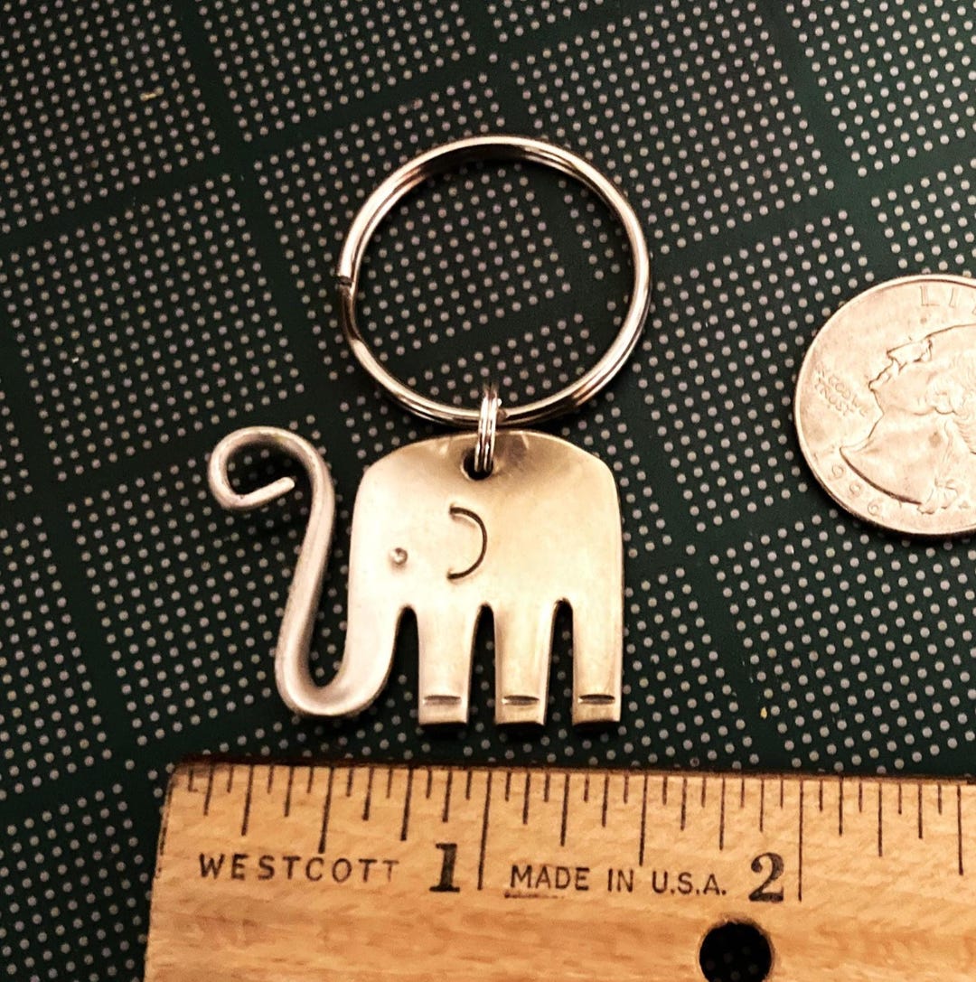 Elephant Fork Keychain, Elephant Key Ring Handmade From a Vintage ...