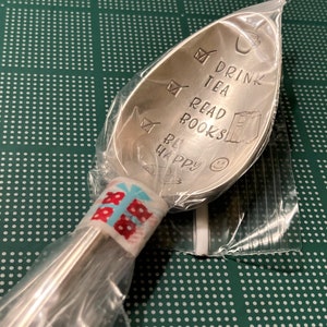 Drink Tea Read Books Be Happy Spoon: Tea Lover, Bookworm, Book Lover, Reader Gift, Bookish, Stamped Vintage Silver Teaspoon, Gift for Her image 9