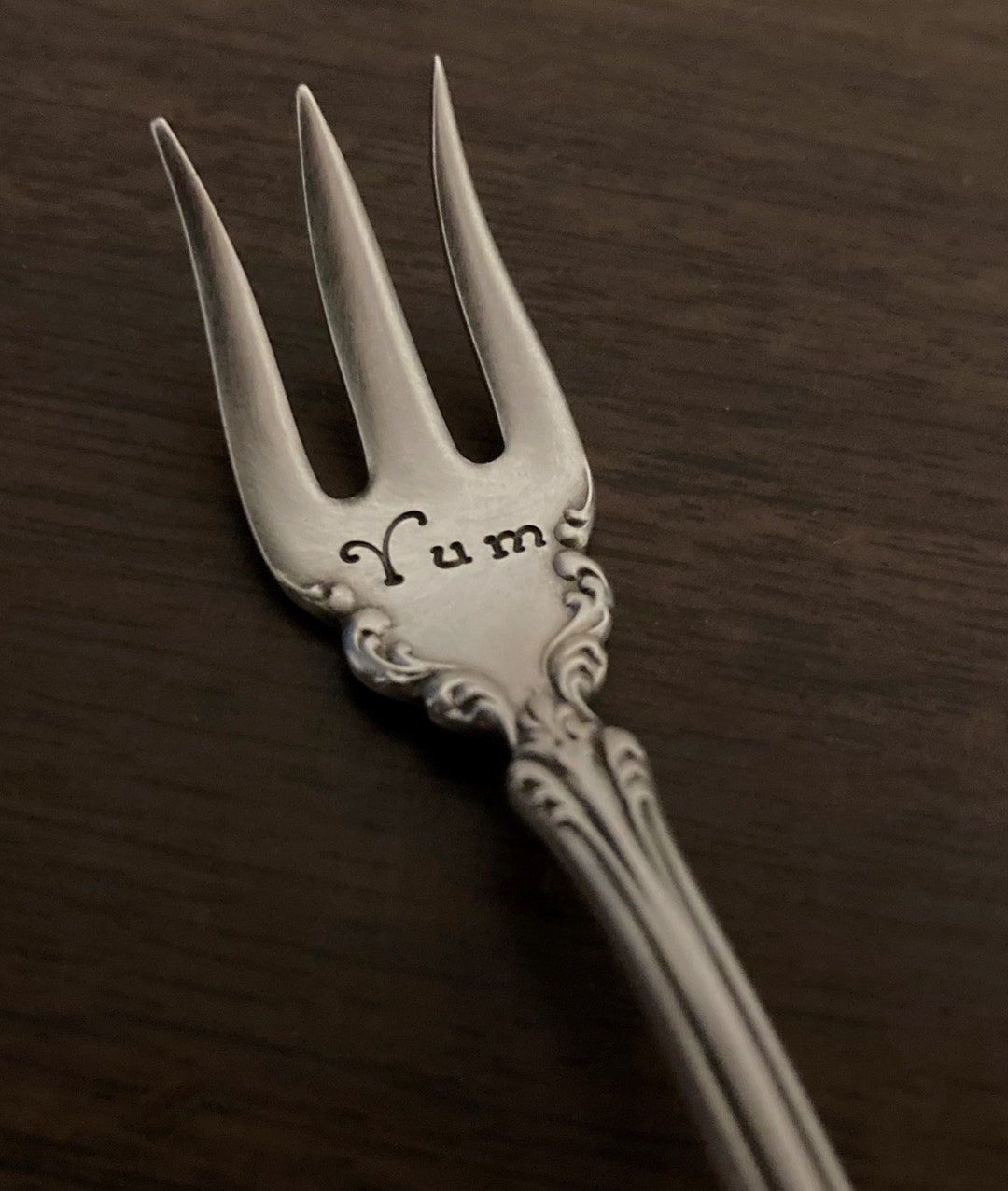 Cocktail Appetizer Fork Charcuterie Board Pick, Stamped Vintage Silver