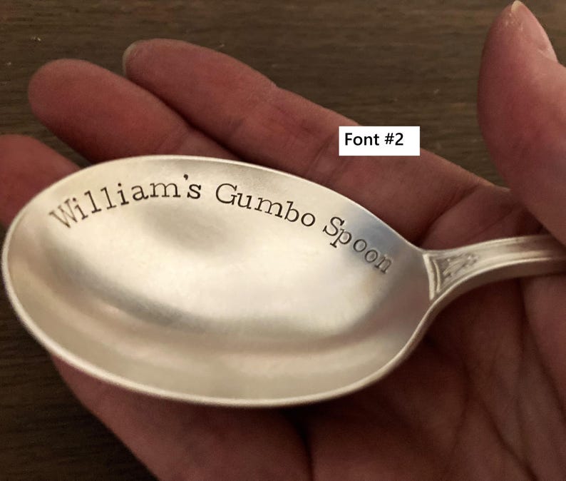 Gumbo Spoon: Custom Soup Spoon, Personalized Round Spoon with Name, Chili Spoon, Gift for Him Her Husband Wife, You Choose Font AND Text image 9