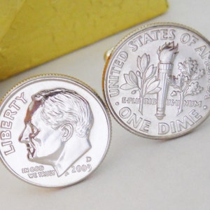 10 Year Anniversary Gifts for Men, 10th Wedding for Him Man Husband, 2016 2026 2015 + Dime Cufflinks Cuff Links, Heads/Tails Option, Tin