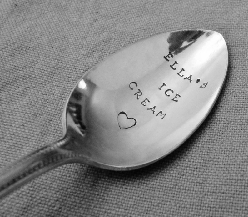 Personalized Ice Cream Spoon Custom Stamped Engraved Spoon Etsy