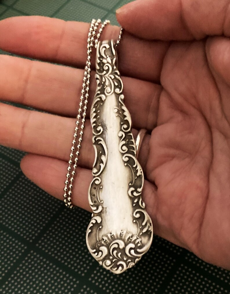 Vintage Spoon Necklace, Upcycled Eco Friendly Jewelry, Reclaimed Recycled Silver Flatware, Green Living, Eco Chic Boho Hippie Gift, 1898 画像 3