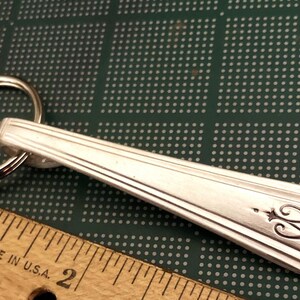 Spoon Keychain, Vintage Silver Plate Silverware Handle Key Chain Key Ring, Antique Silverplate Keyring, Silver Ware Keychain Key Fob, 1929 image 2