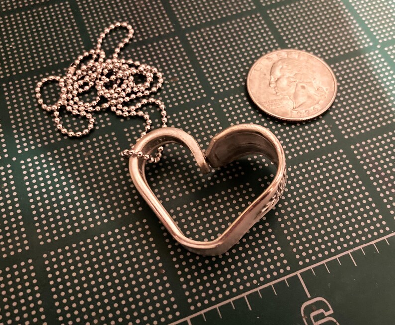 Vintage Heart Pendant Necklace, Antique Silverplate Silverware Spoon Jewelry, Handmade Valentines Gifts, Girlfriend Wife, Gift Boxed, 1939 image 7