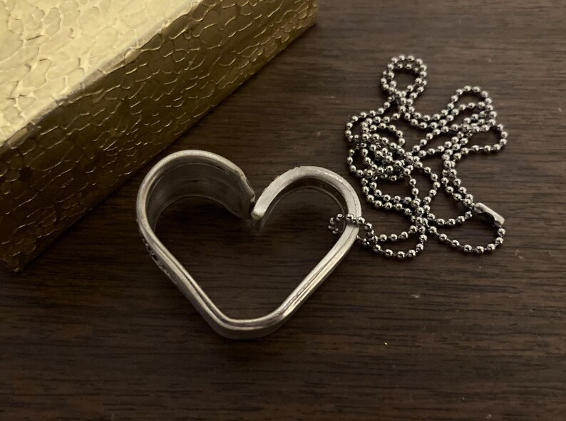 Vintage Heart Pendant Necklace, Antique Silverplate Silverware Spoon Jewelry, Handmade Valentines Gifts, Girlfriend Wife, Gift Boxed, 1939 image 10