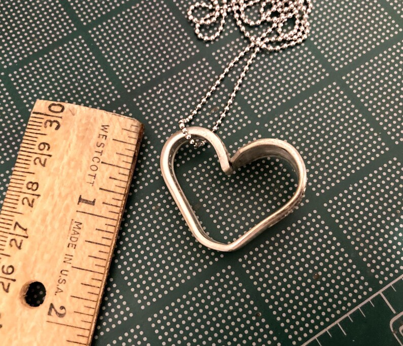 Vintage Heart Pendant Necklace, Antique Silverplate Silverware Spoon Jewelry, Handmade Valentines Gifts, Girlfriend Wife, Gift Boxed, 1939 image 5