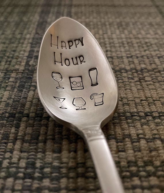 Cocktail Spoon, HAPPY HOUR Stirrer Stirring Stir Stick, Home Bar