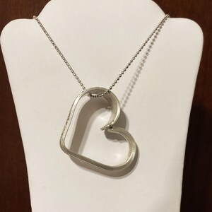 Spoon Heart Necklace, Floating Heart Pendant, Vintage Silverware Spoon Jewelry, Valentines Anniversary, Wife Her Girlfriend, 1937, Gift Box image 6