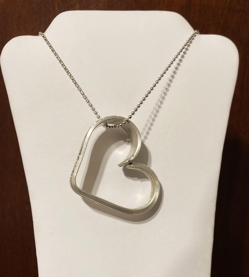 Spoon Heart Necklace, Floating Heart Pendant, Vintage Silverware Spoon Jewelry, Valentines Anniversary, Wife Her Girlfriend, 1937, Gift Box image 6