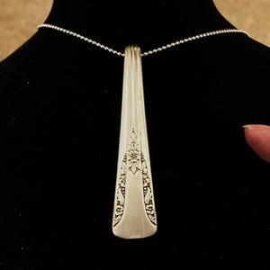 Spoon Pendant Necklace, Vintage Silverplate Silverware Handle Pendant, Upcycled Repurposed, Jewelry for Her, Gift for Mom or Wife, 1940 image 8