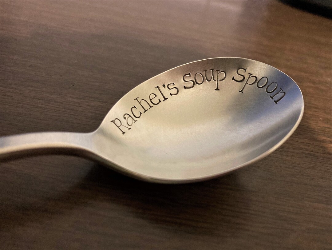Hand Stamped Soup Spoon for Her Custom Round Gumbo Spoon With Etsy