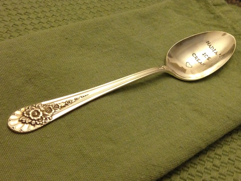 Personalized Ice Cream Spoon Custom Stamped Engraved Spoon Etsy