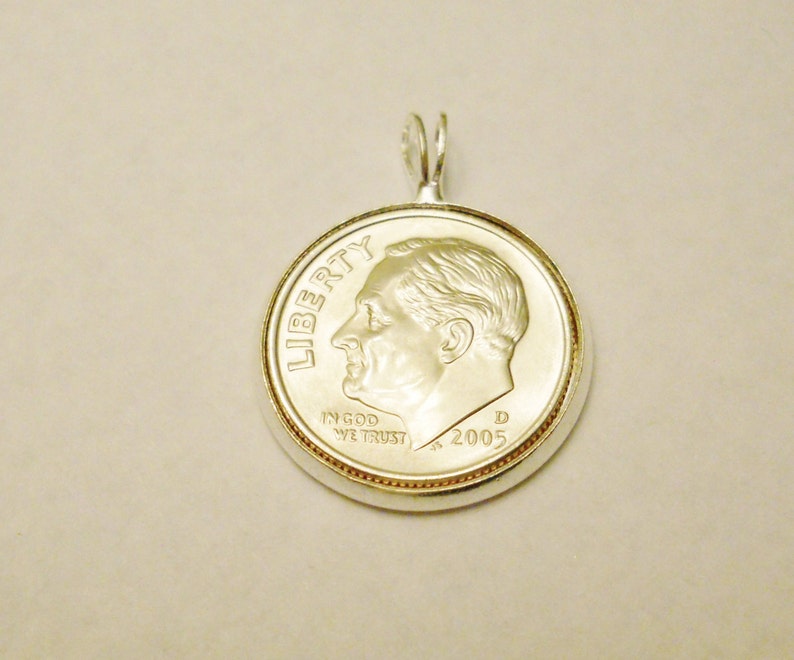 10th Wedding Anniversary Gift for Her Wife, Tenth Tin 10 Year Gifts for Women, Personalized Dime Jewelry, Uncirculated 2014 2024 2013 2023 image 4