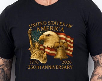Regalo patriótico estadounidense del 250.º aniversario, camiseta de la Estatua de la Libertad, camiseta conmemorativa del Águila Americana (1776-2026)