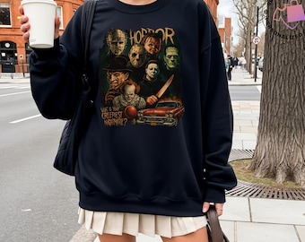 Sudadera con personajes de terror, suéter de amigos espeluznantes, sudadera con capucha de terror espeluznante, regalo de película de terror
