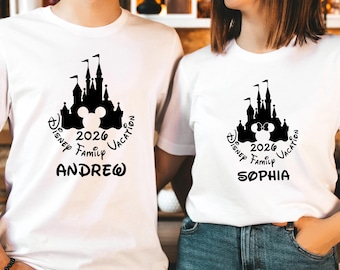 Personalized Disney Family Vacation 2026 Shirt, Custom Minnie Mickey Matching Couple T-shirt, Disneyworld Trip Tee
