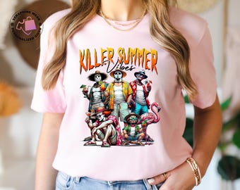 Killer Summer Vibes Shirt, Spooky Beach Horror Tee, Funny Summer Slasher Shirt, Creepy Vibes Graphic Tee, Scary Summer T-Shirt