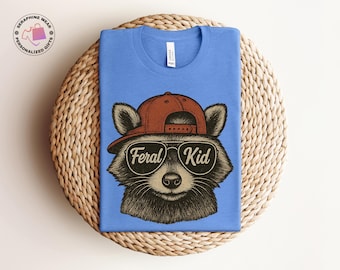 Funny Feral Raccoon Shirt, Feral Kid Shirt, Cool Kid Tee, Funny Raccoon Boy Tshirt, Trendy Raccoon Tee, Animal Lover Gift