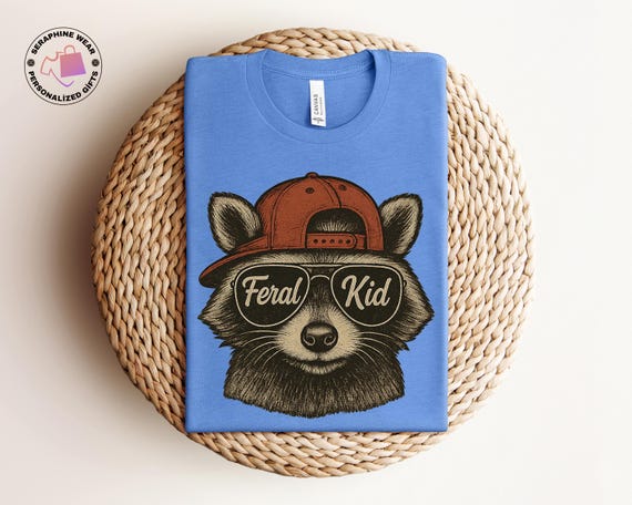 Funny Feral Raccoon Shirt, Feral Kid Shirt, Cool Kid Tee, Funny Raccoon Boy Tshirt, Trendy Raccoon Tee, Animal Lover Gift