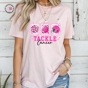 Tackle Cancer Football TShirt, Breast Cancer Awareness Tee, Pink Football Game Day Shirt,  Cancer Support Shirt, Cancer Fighter Gift For Her