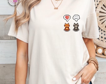 Cat Pixel Video Games Tee, Cats Lover Gift, Gifts For Girlfriend, Pixel Art Tee for Gamer Gift, Cat Mom Gaming Shirt