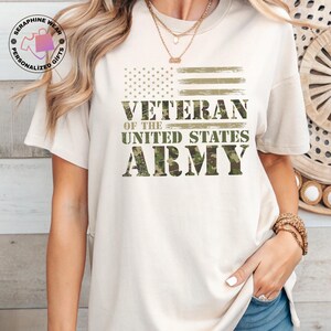 Proud Army Veteran Shirt, USA Flag Camo Tee