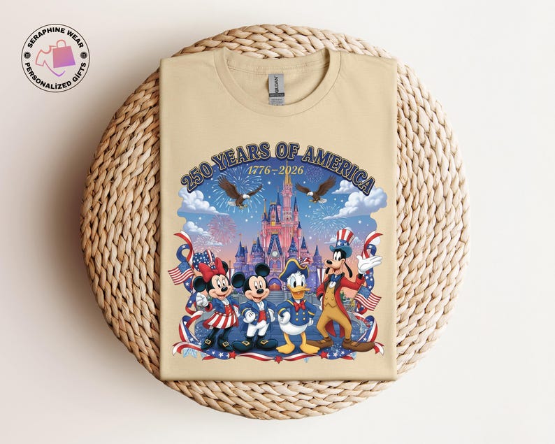 250 Years Of America Disney Shirt, Mickey And Friends US Anniversary Gift, Freedom Patriotic USA Flag Tshirt bild 1