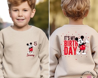 Custom It's My Birthday Toddler Sweatshirt, Personalized Mickey Birthday Boy Gift, Disney Kids  Party