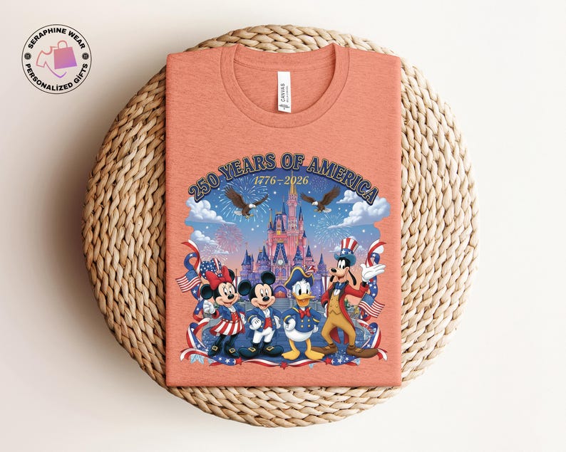 250 Years Of America Disney Shirt, Mickey And Friends US Anniversary Gift, Freedom Patriotic USA Flag Tshirt bild 2
