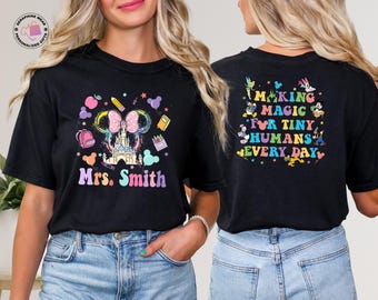 Custom Name Disney Teacher Shirt, Mouse And Friends First Day Of School Tee, Magical Kingdom Shirt, Customized Disney Back To School Tshirt