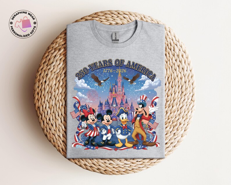 250 Years Of America Disney Shirt, Mickey And Friends US Anniversary Gift, Freedom Patriotic USA Flag Tshirt bild 5