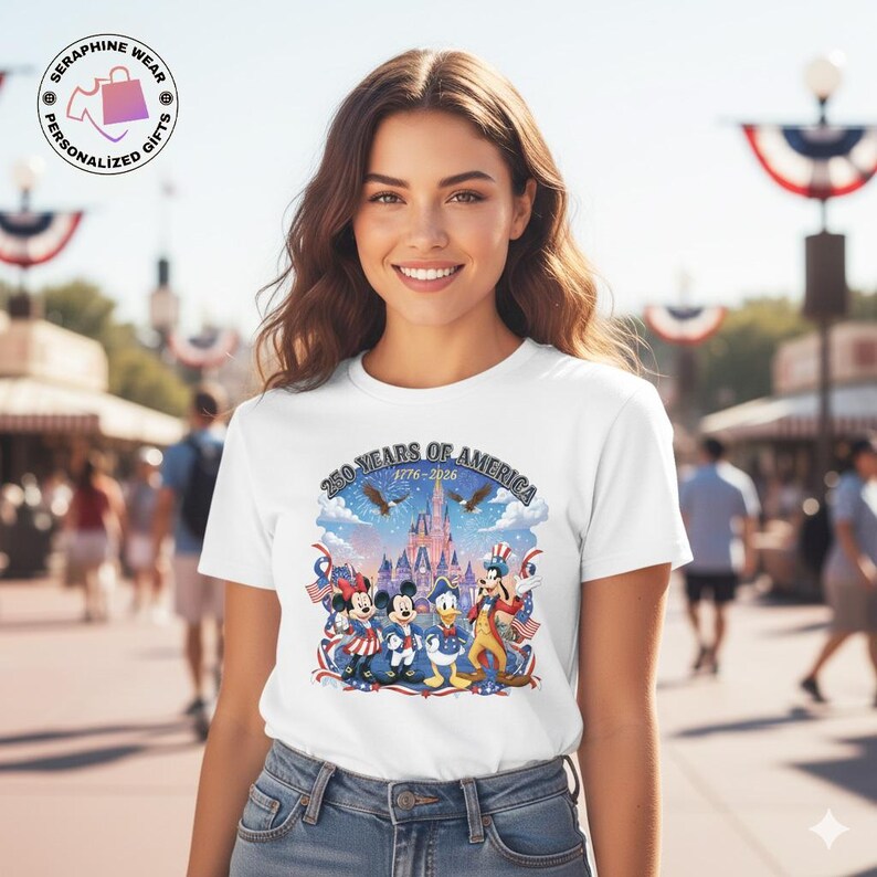 250 Years Of America Disney Shirt, Mickey And Friends US Anniversary Gift, Freedom Patriotic USA Flag Tshirt bild 3